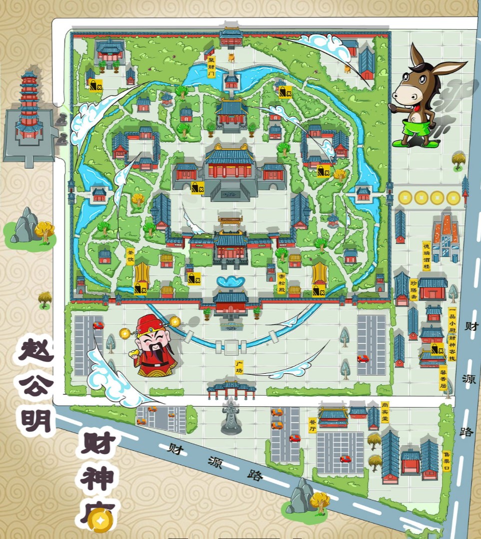 桂东寺庙类手绘地图